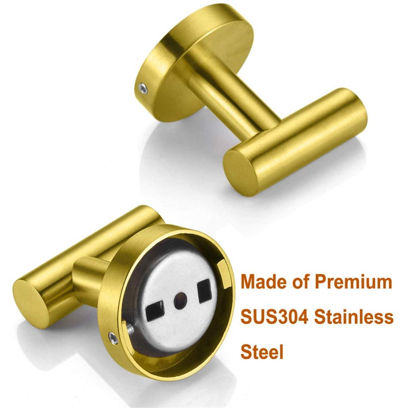 Nolimas Bathroom Towel Hooks SUS 304 Stainless Steel Coat Hook Round Clothes Towel Coat Robe Hook Cabinet Closet Door Sponges Holder for Bath Kitchen Garage Hotel,Wall Mounted,Brushed Gold,2Pack - Image 4